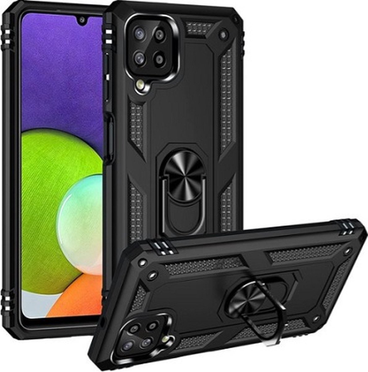 Samsung A22 4G Hybrid Armor Anti Shock Hoesje Zwart