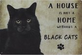 Plaque Murale Chats - Une Maison N'est Pas Une Home Sans Cats Noirs