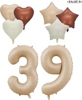 Snoes XXL Cijfer ballon 39 – Nude Kleur Satijn Caramel Nummerballon