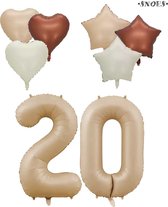 Snoes XXL Cijfer ballon 20 – Nude Kleur Satijn Caramel Nummerballon