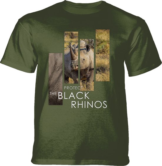 T-shirt Protect Black Rhino Split Portrait Green M