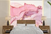 Behang - Fotobehang Goud - Marmer - Roze - Breedte 220 cm x hoogte 220 cm