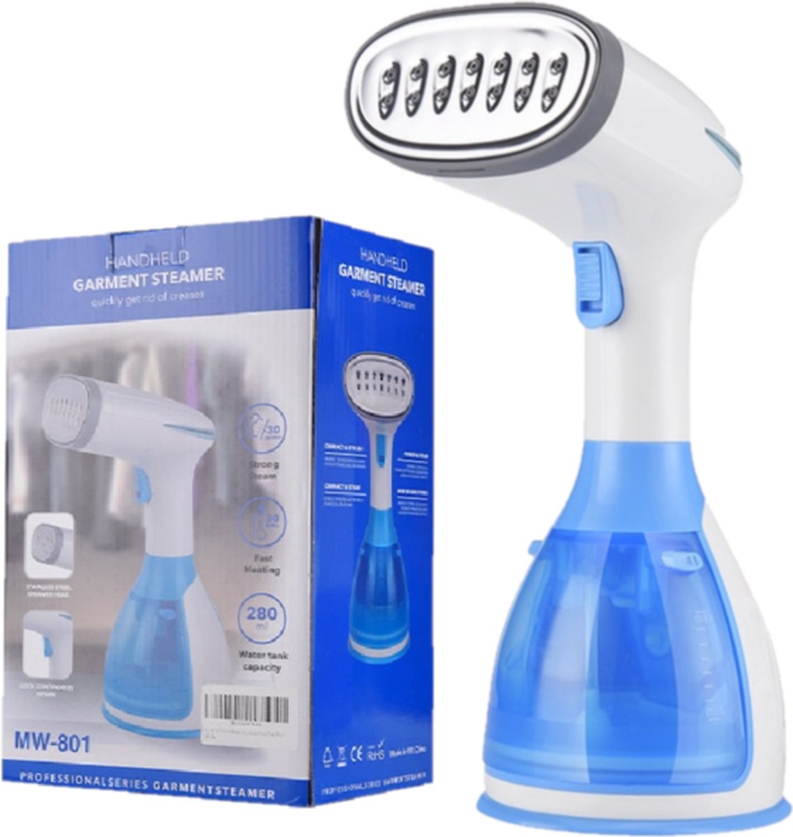 Kozoo - Kledingstomer - Stomer kleding - Handstomer - Handstomer kleding - stoomreiniger - handstrijker - kleding steamer - Blauw