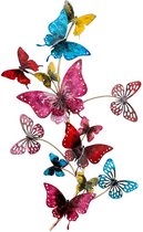 muurdecoratie metaal - vlinders -6x40x66 - multi