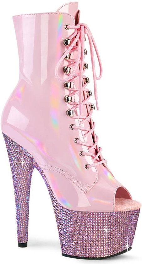 Pleaser - BEJEWELED-1021-7 Plateau Laarzen, Paaldans schoenen - US 11 - 41 Shoes - Roze