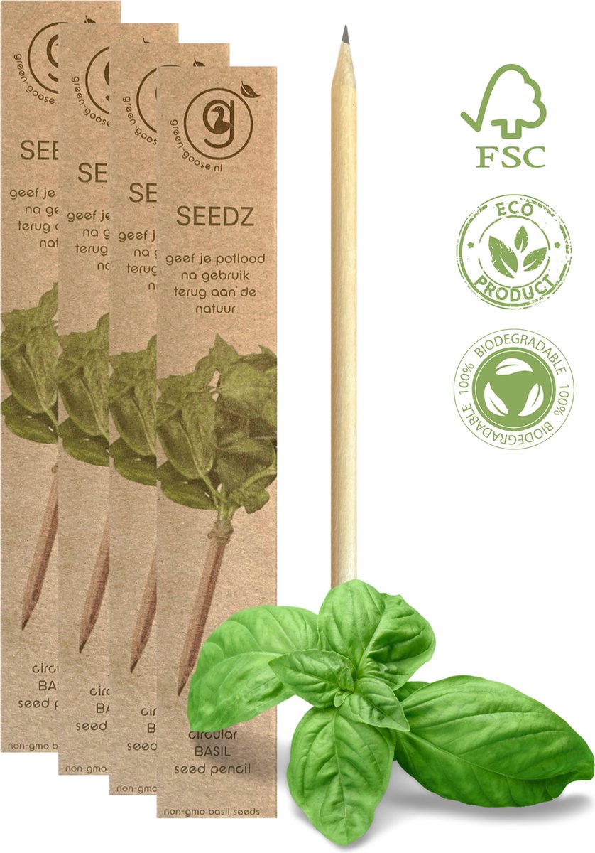 green-goose® Seedz Bloeipotlood | 4 Doosjes (van 4 Stuks) | Munt | FSC Gecertificeerd Hout | Duurzaam en Circulair | USE, PLANT, EAT, REPEAT | Plant een Boom!