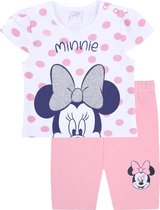 Wit- Ensemble Bébé Pois Abricot, T-Shirt + Short - Minnie Mouse Disney / 80