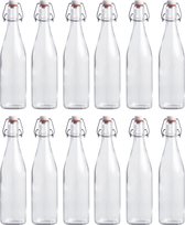 RANO - 12x beugelfles 500ml - Luchtdicht - fles met beugelsluiting / beugelflessen / weckfles / inmaakfles / sapfles / glazen flesjes met dop / decoratie