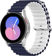 By Qubix Bracelet Ocean Style 20mm - Bleu foncé - blanc - Convient pour Samsung Galaxy Watch 4 - 4 Classic - Watch 5 - 5 Pro - Active 2 - Watch 3 (41mm)