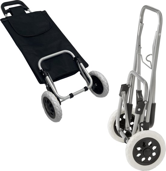 Dreamble® - Opvouwbare Boodschappentrolley - 46 Liter - Extra Stabiel dankzij 5 Bevestigingspunten - Zwart