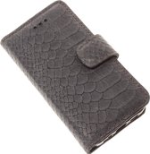 Made-NL Handgemakte ( Geschikt voor Samsung Galaxy S23 ) book case Antraciet Slangenprint robuuste hoesje