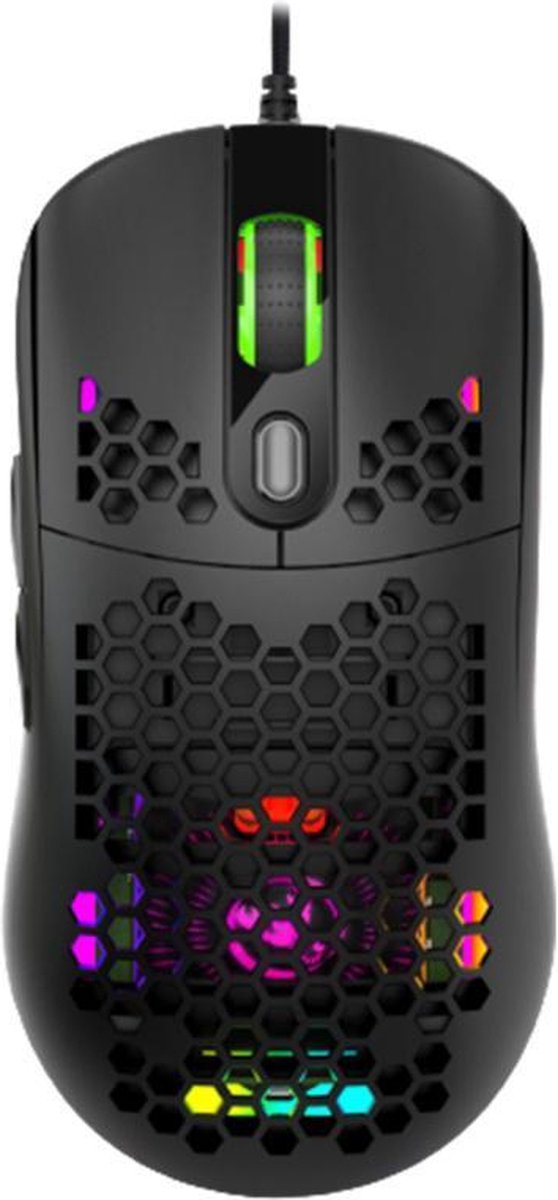 Gaming Muis Zwart X600 | Muis Gaming met RGB LED | Programmeerbare knoppen | Instelbare DPI 800/1600/2400/3200/4800/6400 | Honinggraat-design voor betere warmteafvoer en ventilate | Stabiele Conectiviteit en Precisie