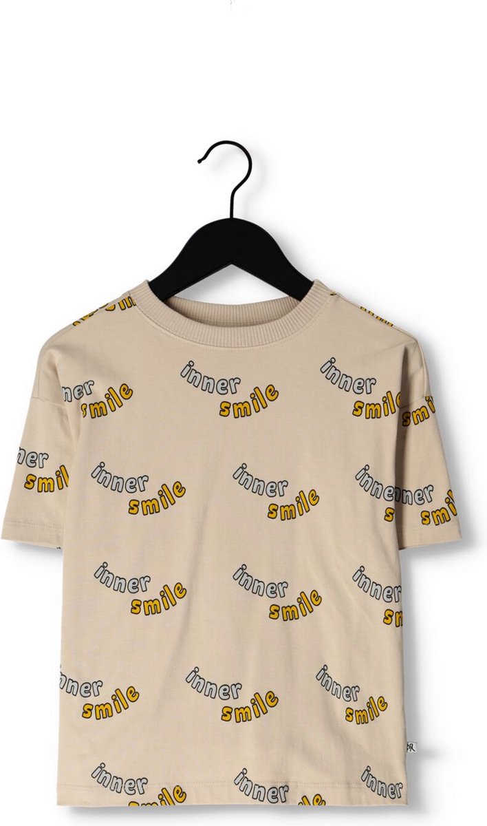 Carlijnq Inner Smile - T-shirt Oversized Polo's & T-shirts Jongens - Polo shirt - Lichtgrijs - Maat 98/104