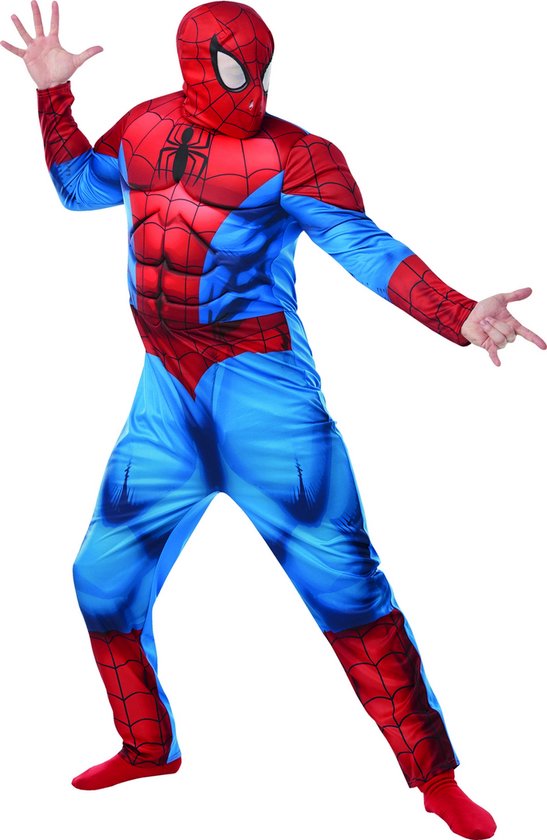 Rubie's Kostuum Spider-man Deluxe Heren Rood/blauw Maat Xl