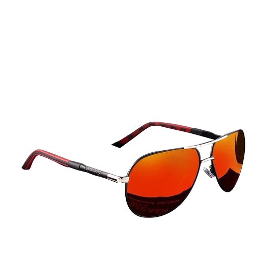 MIRO | KingSeven - Zonnebril Heren - Rood/Zwart - Zonnebril - Bril met Polariserende glazen - Pilotenbril - polarisatie filter UV400