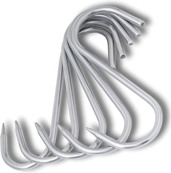 TronicXL 5 stuks slagerhaak Premium S-haken - roestvrij staal - 120 mm x 5 mm - vleeshaak, rookhaak en meer (5 stuks)