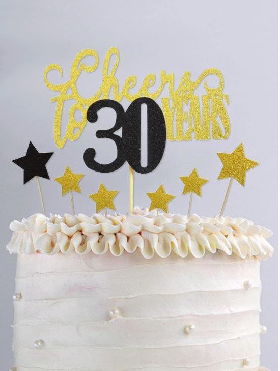cake topper - anniversaire - 30 ans - cheers - décoration - joyeux  anniversaire 