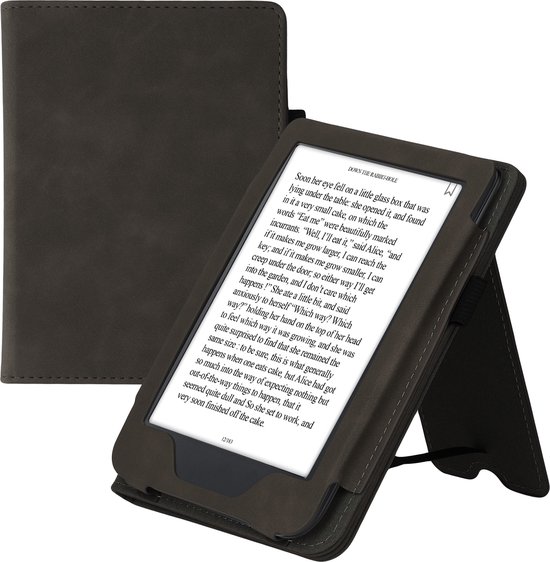 kwmobile e-reader hoesje geschikt voor Kobo Clara 2E hoes - E reader flip case van kunstleer - Ereader cover met stand - In donkergrijs van kwmobile — afbeelding 5