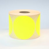 Blanco Stickers op rol 100mm rond - 1000 etiketten per rol - mat fluor geel