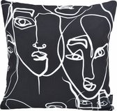 Sierkussen Abstract Face Black - Outdoor/Buiten Collectie | 45 x 45 cm | Katoen/Polyester