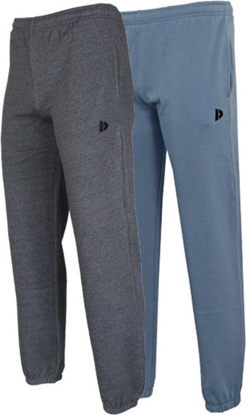 2-Pack Donnay Joggingbroek met elastiek - Sportbroek - Heren - Maat S - Charcoal-marl & Blue grey (488)