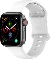 By Qubix Siliconen sportbandje - Wit - Maat: M-L - Geschikt voor Apple Watch 42mm - 44mm - 45mm - Ultra - 49mm - Compatible Apple watch bandje -