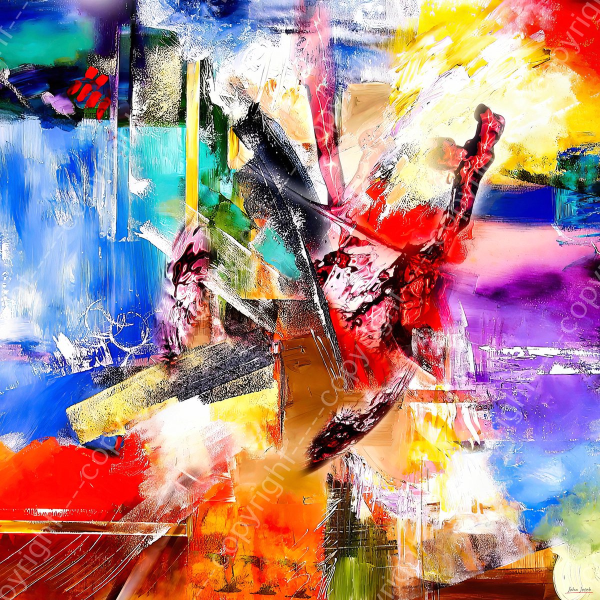 Toile Peinture Visage - Femme - Peinture à l'Huile - Coloré - Art - 90x60  cm 