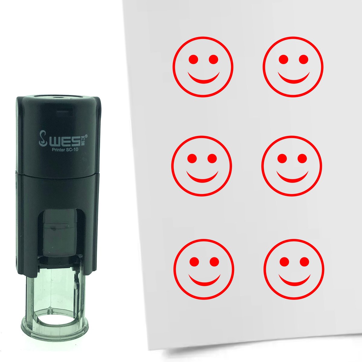 CombiCraft Stempel Smiley gelukkig 10mm rond - Rode inkt