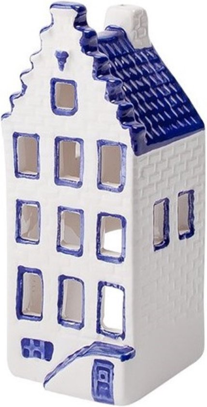 Waxinehouder Huis trapgevel Set van 2 | Heinen Delfts Blauw | Souvenir | Grachtenpand | Waxinelichthouder | Trapgevel | Huisje |