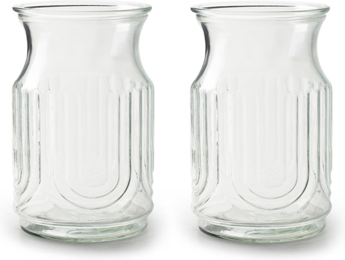 Jodeco Bloemenvazen - 2x stuks - helder/transparant glas - H20 x D12.5 cm