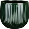 Mica Decorations - Cache-pot/pot de fleur - céramique - vert foncé brillant/nervuré - D29/H25 cm