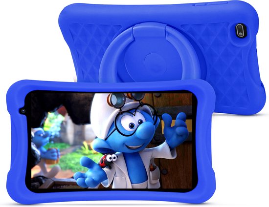 Kinder Tablet – 8 Inch – Android 10 – 32GB – Voor- & Achtercamera – Kindertablet Blauw- Ouderlijk Toezicht - Schermtijd Limiet - Beschermhoes