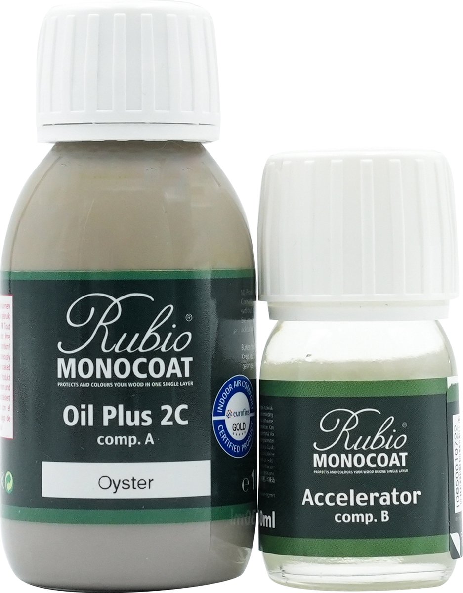 Rubio Monocoat Oil Plus 2C - Ecologische Houtolie in 1 Laag voor Binnenshuis - Oyster, 130 ml