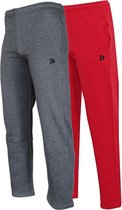 2-Pack Donnay Joggingbroek rechte pijp - Sportbroek - Heren - Maat XL - Charcoal-marl & Red (465)