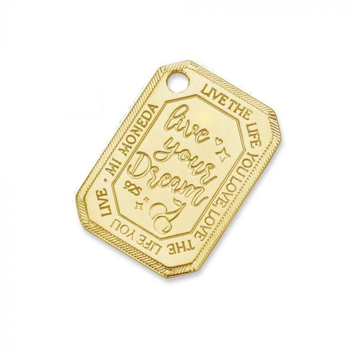 Mi Moneda-MMM CHERRY TAG RECTANGLE 20MM 925 SILVER GOLD PLATED