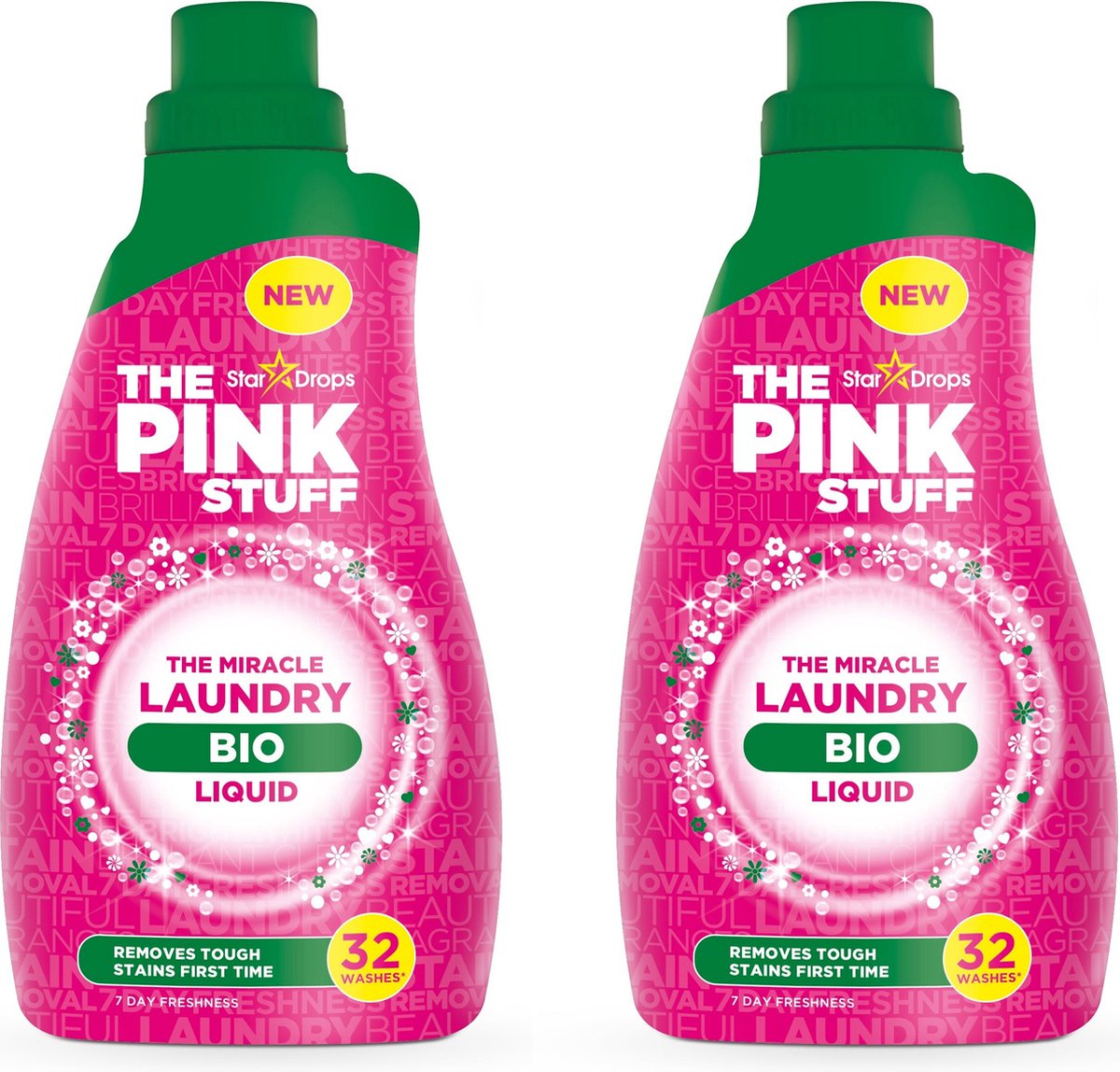 The Pink Stuff - 2x 960ml BIO Wasmiddel - Wonder Wasmiddel - HET Wonder Schoonmaakmiddel - Stardrops The Miracle Laundry Liquid