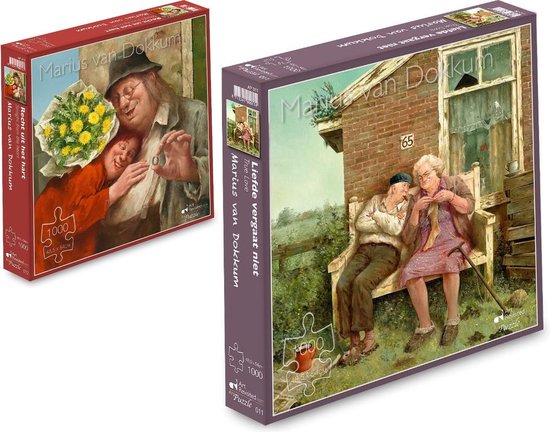 2 x Marius van Dokkum puzzels 1000 stukjes "Recht uit het hart" en