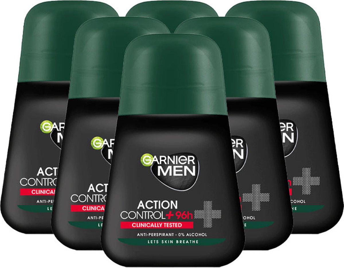 Garnier Men Action Control Plus 96h Deodorant Man - Deodorant Roller - 6 x 50 ml - Deodorant Man Voordeelverpakking