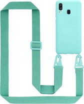 Cadorabo Mobiele telefoon ketting geschikt voor Samsung Galaxy A40 in LIQUID TURKOOIS - Silicone beschermhoes met lengte verstelbare koord riem