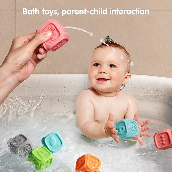 Flightmode- Babyspeelgoed 0-12 maanden baby stapelblokken, educatief zacht knijpspeelgoed, tandjes kauwen speelgoed babybad speelgoed peuters 0-3 jaar