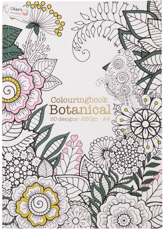 Craft Sensations kleurboek - Botanical - Colouringbook - Luxe Kleurboek voor volwassenen - Kleurboek hard cover 20 designs