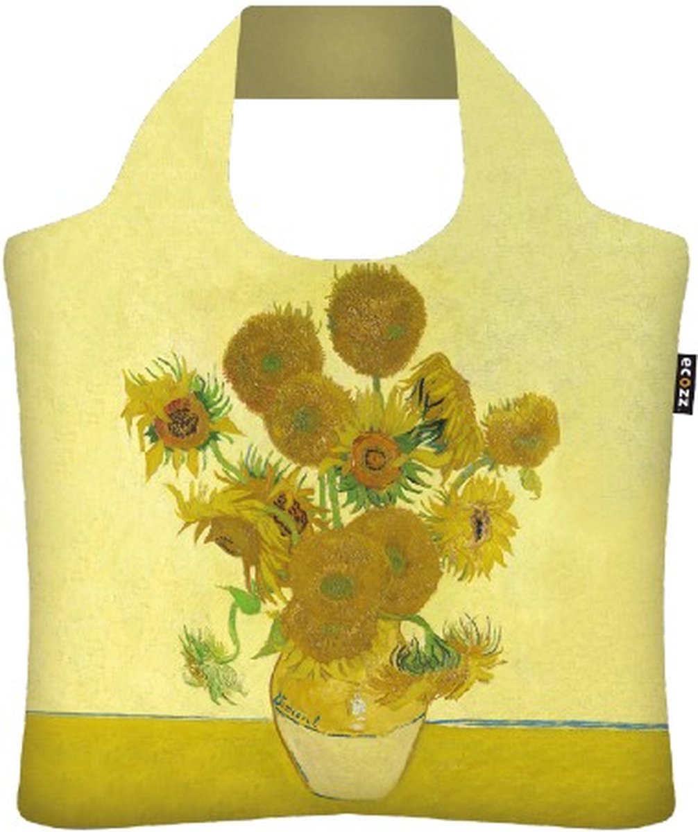 Ecozz - Vincent van Gogh - de Zonnebloemen - Sunflowers - 100% gerecycled (rPet) – Öko-Tex - Voorzien van rits - Afsluitbaar - Opvouwbare boodschappentas - Waterresistant – Shopper - Ecovriendelijk - Duurzaam - Ecoshopper