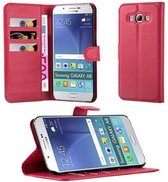 Cadorabo Hoesje geschikt voor Samsung Galaxy A8 2015 in KARMIJN ROOD - Beschermhoes met magnetische sluiting, standfunctie en kaartvakje Book Case Cover Etui
