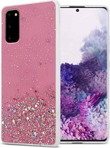 Cadorabo Hoesje voor Samsung Galaxy S20 in Roze met Glitter - Beschermhoes van flexibel TPU silicone met fonkelende glitters Case Cover Etui