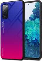 Cadorabo Hoesje geschikt voor Samsung Galaxy S20 FE in PAARS - ROOD - Tweekleurige beschermhoes van TPU-silicone Case Cover en achterzijde van gehard glas