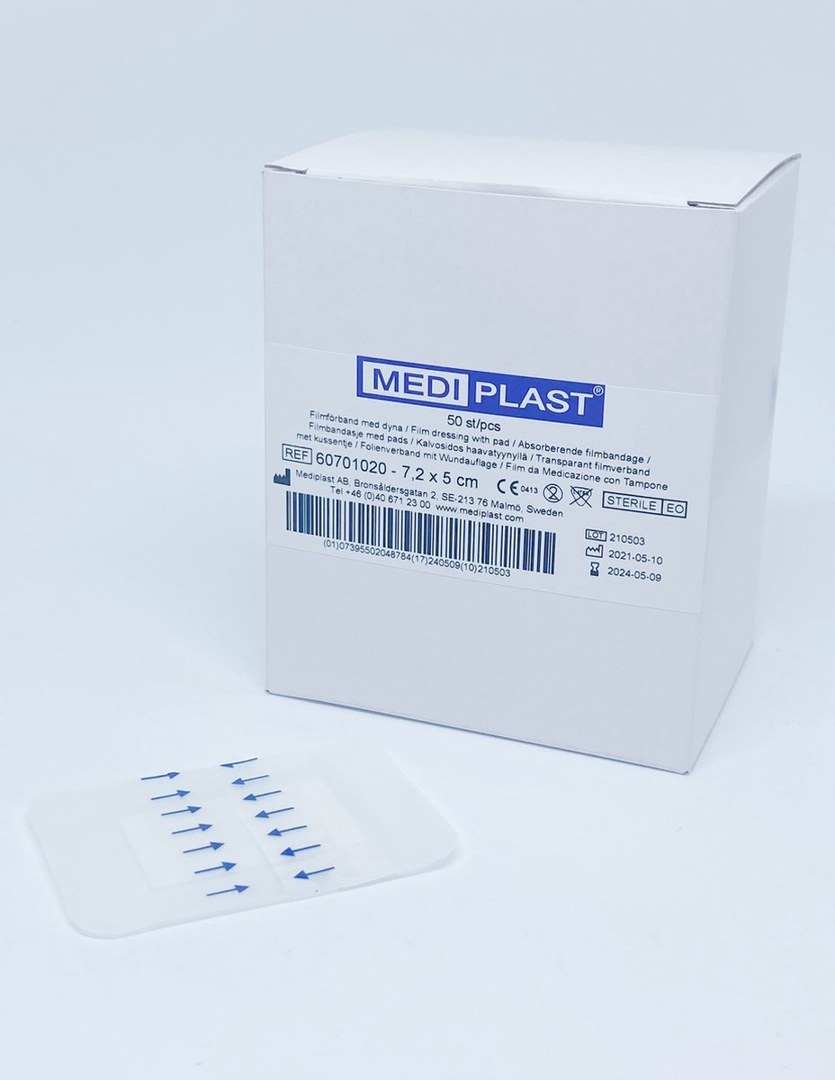 Goedkoopste Mediplast Waterproof Film met pad wondpleister steriel 7x5cm - doos 50 stuks