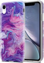 Coque Cadorabo pour Apple iPhone XR en marbre rose violet No. 19 - Housse de protection en silicone TPU avec motif mosaïque