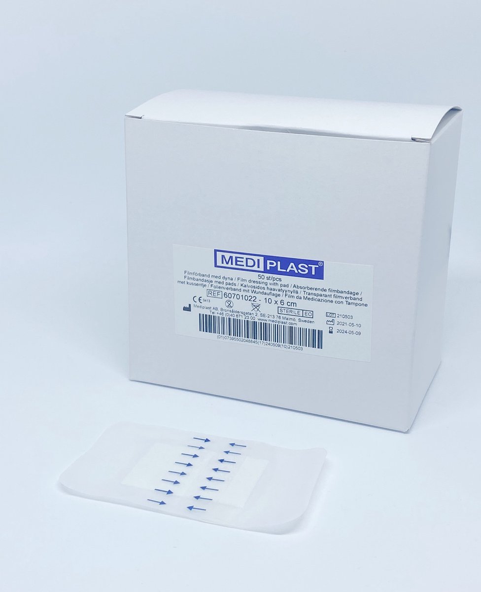 Goedkoopste Mediplast Waterproof Film met pad wondpleister steriel 6 x 10cm - doos 50 stuks