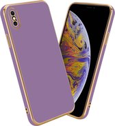 Cadorabo Hoesje geschikt voor Apple iPhone XS MAX in Glossy Paars - Goud - Beschermhoes Case Cover van flexibel TPU-silicone en met camerabescherming