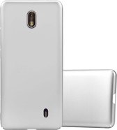 Cadorabo Hoesje geschikt voor Nokia 1 2018 in METAAL ZILVER - Hard Case Cover beschermhoes in metaal look tegen krassen en stoten